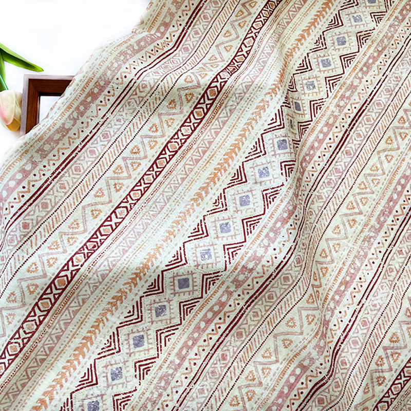 Picture of Striped Geometric Tencel Jacquard Fabric New Chinese Style National Style Hanfu Cheongsam dress Fabric 1.5 m Width
