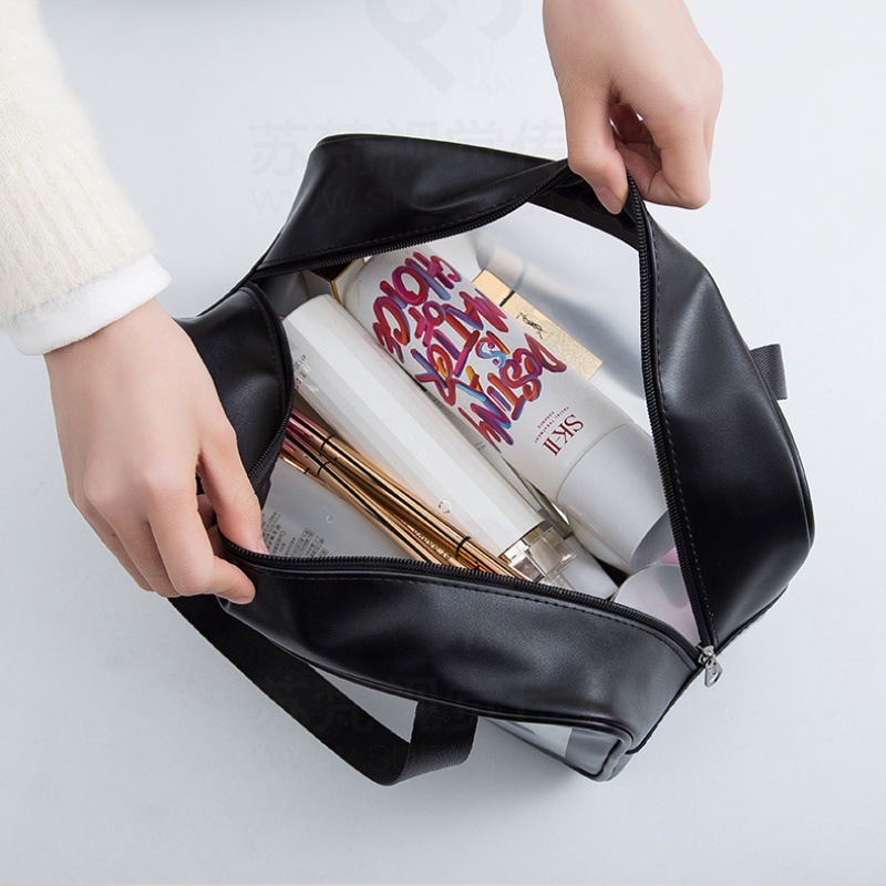 Picture of PVC Transparent Cosmetic Bag Simple Large Capacity Bath Bag PU Waterproof Portable Toiletry Bag Portable Travel Storage Bag