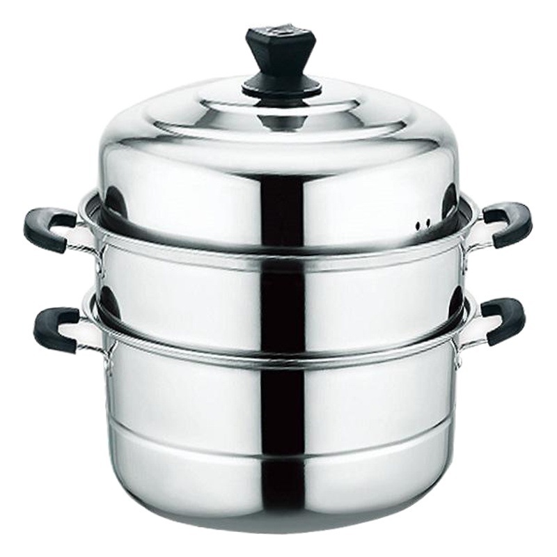 Stainless Steel Three-layer Steamer Multi-functional Soup Steaming Pot Thickened Double-layer Soup Steaming Pot with Large Capacity