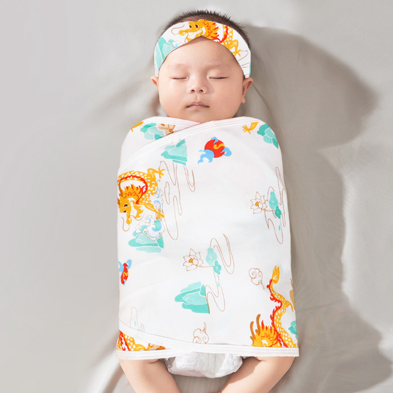Picture of Baby Anti-Scare Sleeping Bag Spring Autumn and Winter Pure Cotton Newborn Baby Swaddling Towel Wrapping Towel Anti-Scare Sleeping Bag Artifact