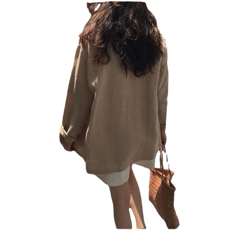 1688 Early Autumn New Korean Internet Celebrity Cotton and Linen Suit Jacket Women's Loose Linen Suit British Style Commuting