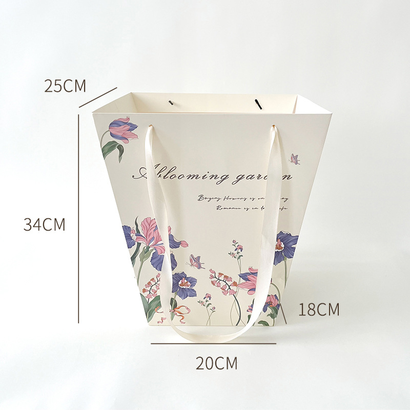Picture of Qixi Love in the Flowers Trapezoidal Bouquet Bag Flower Packaging Materials Paper Bag Small Fresh Handbag Spot Wholesale