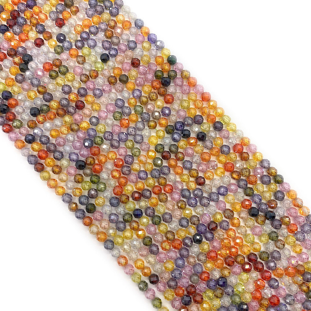 Picture of Amazon specializes in natural stone zircon loose beads cut surface mixed with straight holes round beads DIY necklace bracelet jewelry accessories