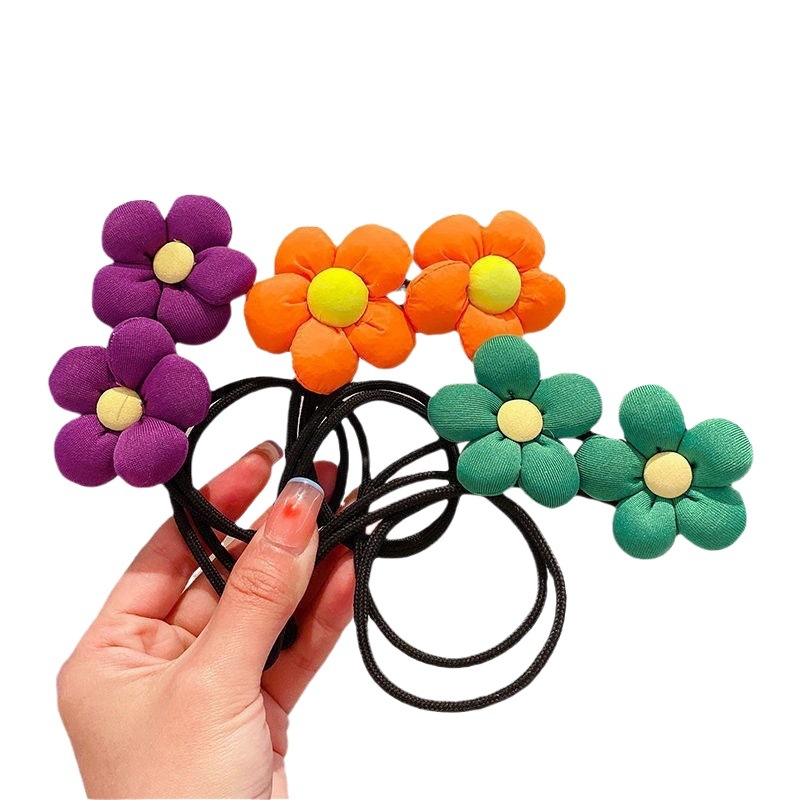 Children's Flower Hair Curling Artifact Cute Children's Hair Accessories Foreign Style Tie Head Handmade New Balamine Ball Head Hair Curling Hair