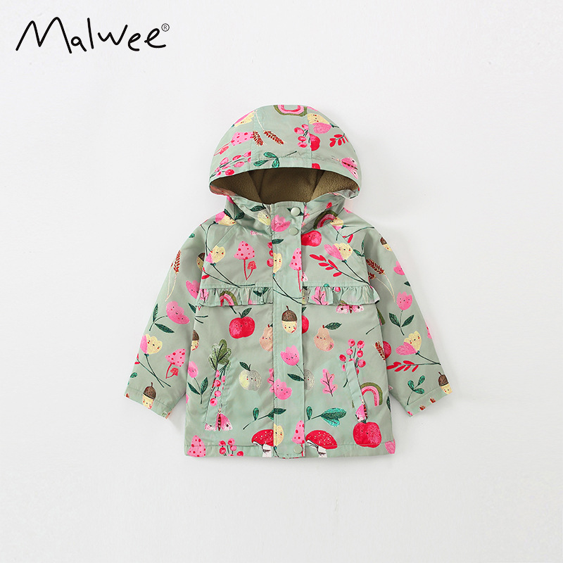 Picture of malwee autumn European and American small and medium-sized children's children's clothing coat baby trench coat long sleeve hooded zipper shirt top