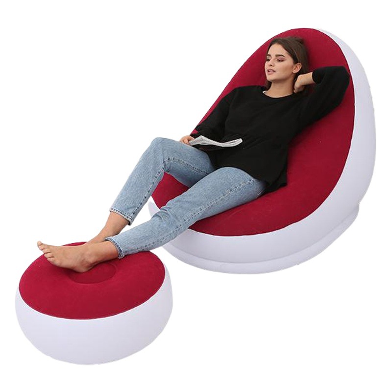 Picture of Adult Inflatable Lazy Sofa Two-piece Set with Pedal Macaron Flocking Sofa Recliner Leisure Inflatable Sofa