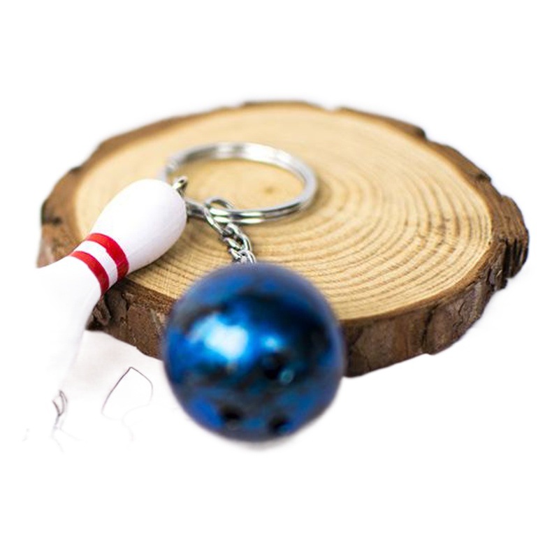 Simulation Bowling Key Pendant Sporting Goods White Bowling Sports Set Key Chain Fan Souvenir