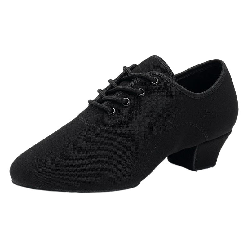 Latin Dance Shoes for Boys and Girls, Low-Heeled Oxford Cloth Dance Shoes for Women, Adult Soft-Soled Beginners, Black Practice Teacher Shoes