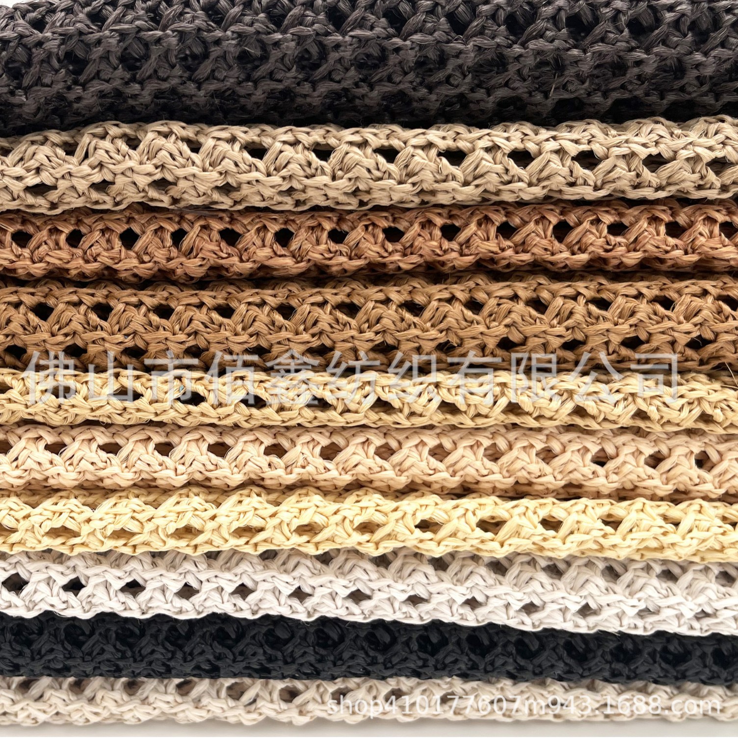 Picture of Crochet knitted pp mesh fabric woven cross hollow PE straw mat shoes and hat material luggage handbag decorative fabric handmade fabric