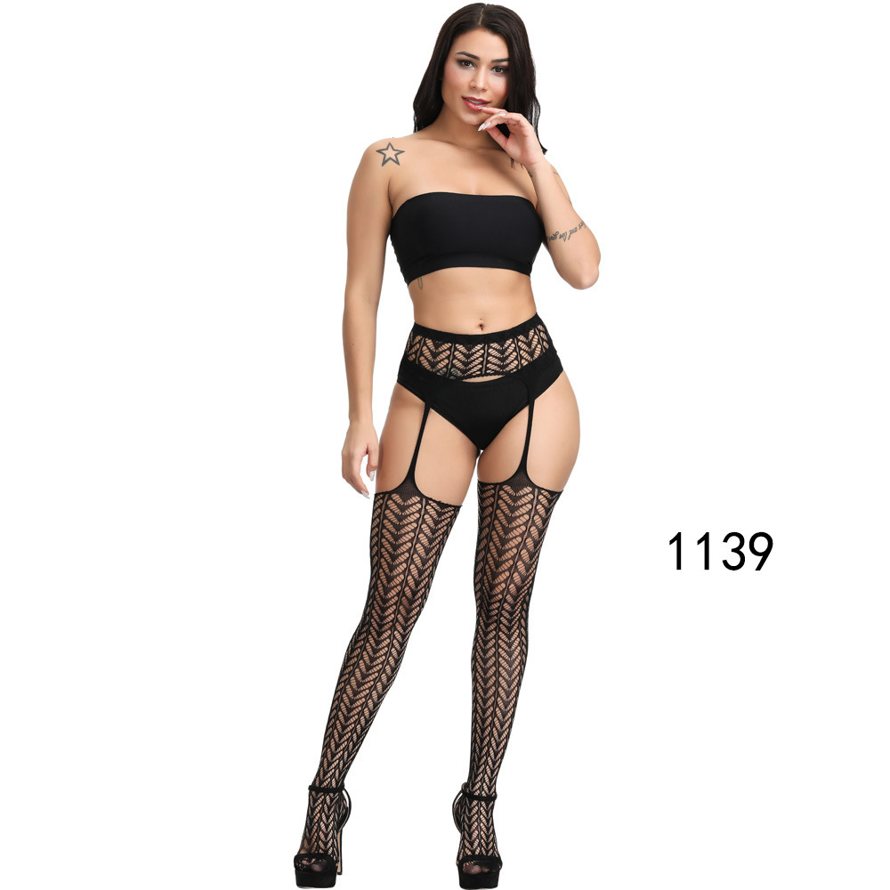 Picture of European and American Original Single Jacquard Garter Fishnet Stockings Sexy Pantyhose Sexy Stockings Summer Anti-Falling Fishnet Stockings Temptation