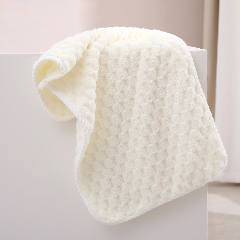 Picture of New Coral Velvet Cloud Plaid Towel, Water-Absorbent, Quick-Drying Candy Corduroy, Non-Shedding, Soft Edge-Wrapped Bath Towel