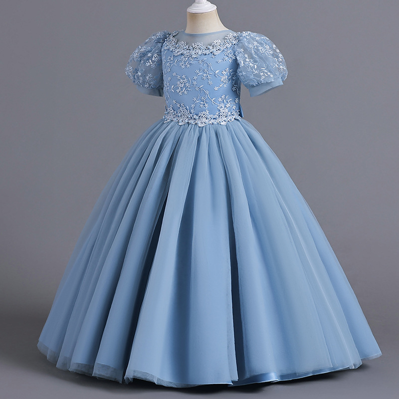 Picture of European and American Kidsren's Princess Dress Classy Dress New Flower Girl Tutu Skirt Wedding Dress Little Princess Host Piano Performance