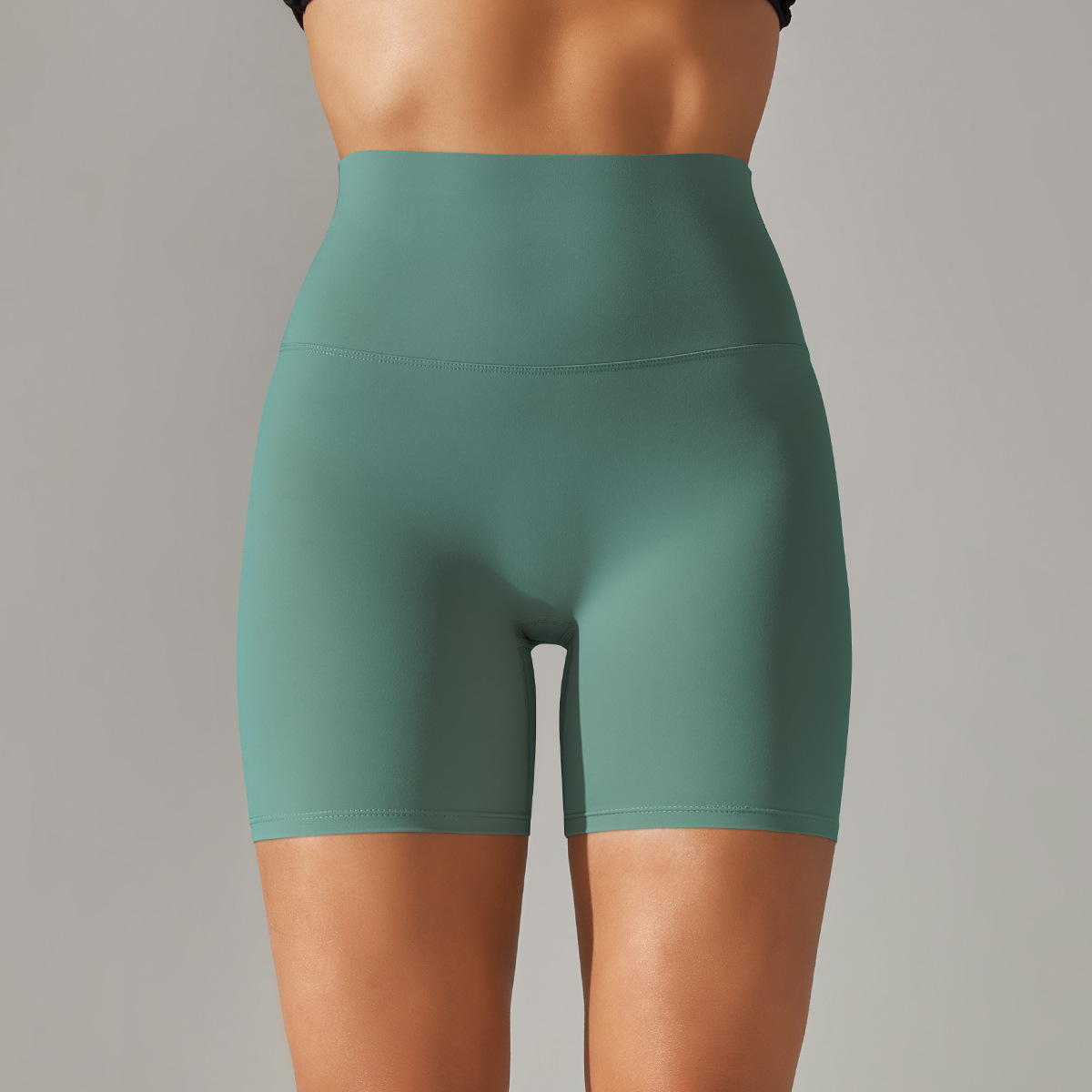 Picture of Spring and Summer New Solid Color Yoga Shorts Double-Sided Brushed Tight-Fitting High-Waist Elastic Sports Fitness Three-Point Yoga Pants for Women