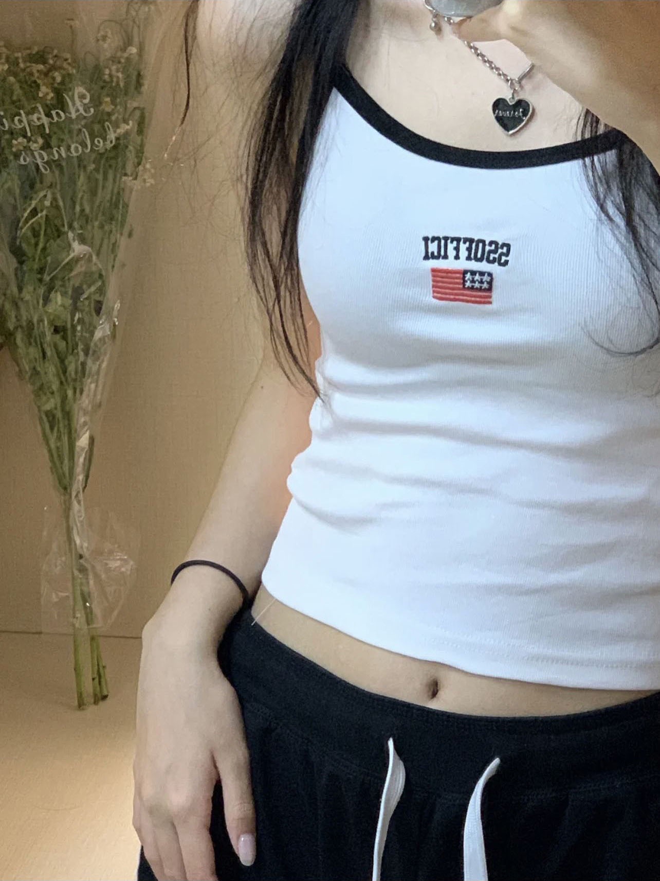 Sweet Cool Small Camisole Women's Inner 2023 New Summer Bottoming Spice Girl Sleeveless Outer Wear Embroidered Letter Top