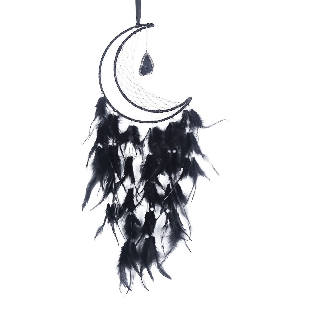 Cross-Border Halloween Black Moon Dream Catcher Ghost Festival Feather Woven Dream Catcher Retro Moon Dream Catcher