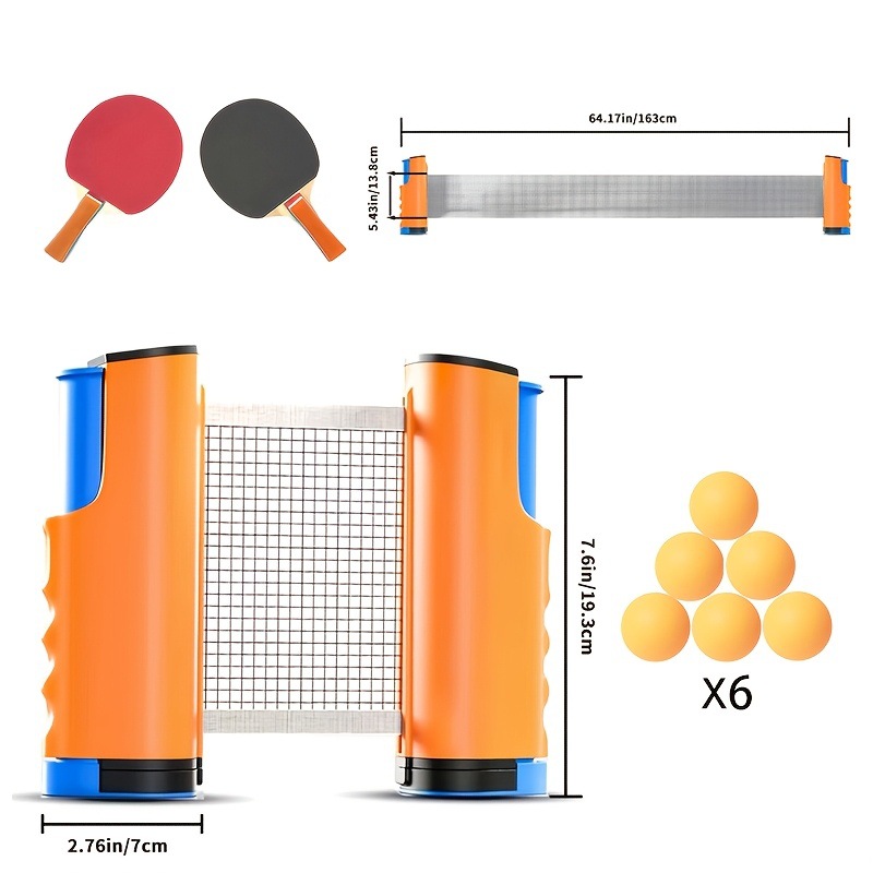 Cross-Border Indoor and Outdoor Universal Standard Stretch Table Tennis Net Frame Color Box Set Portable Net Column Table Tennis Racket Combination