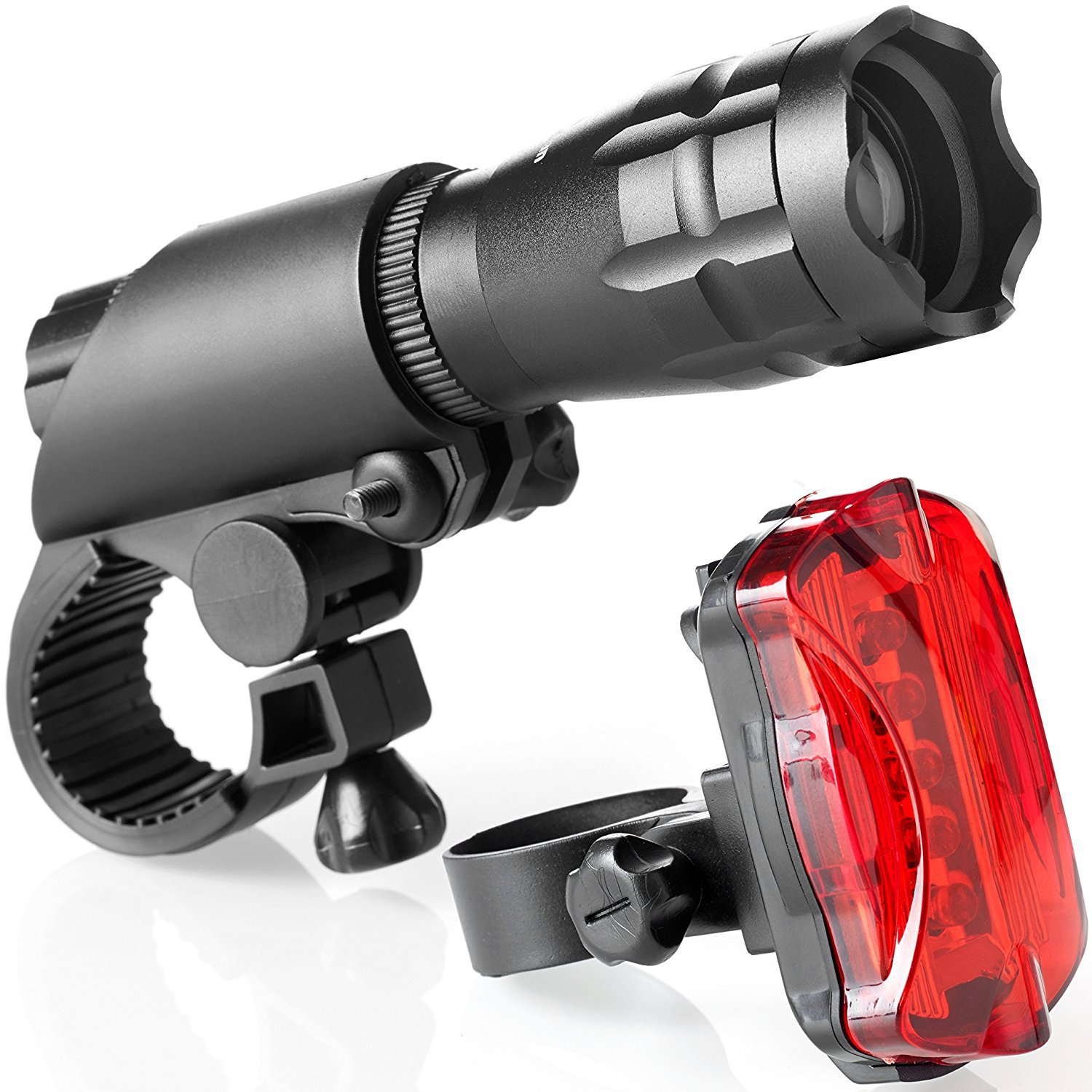 New Bicycle Headlight Warning Light Taillight Mountain Bike Headlight Aluminum Alloy Flashlight Set