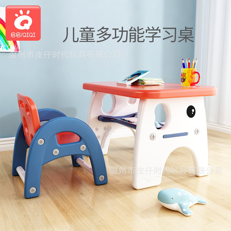 Children's Study Table and Chair Set Children's Writing Desk Home Economical Preschool Writing Desk with One Chair
