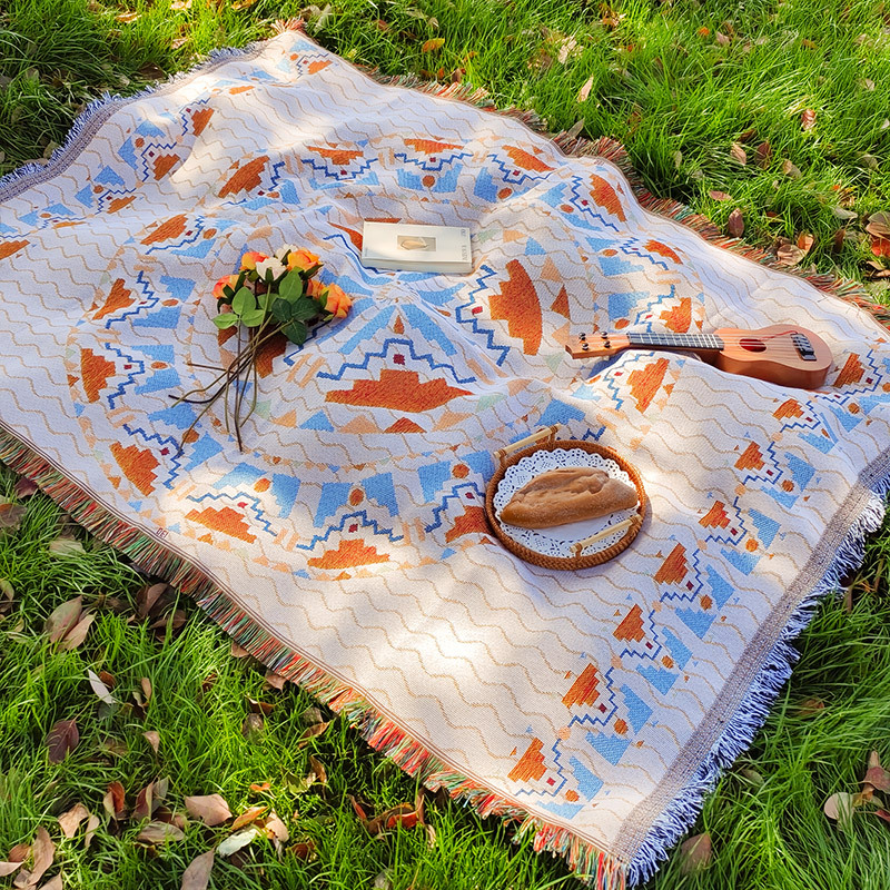 Picture of Picnic mat ins style camping blanket tent floor mat outdoor folding table layout atmosphere decoration essential