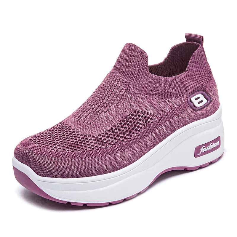 Picture of Women's Shoes, New Autumn Style, Thick-Soled Casual Shoes, Soft-Soled Comfortable Height-Increasing Shoes, Versatile Single Shoes, Fly-Knit Breathable Mesh Shoes
