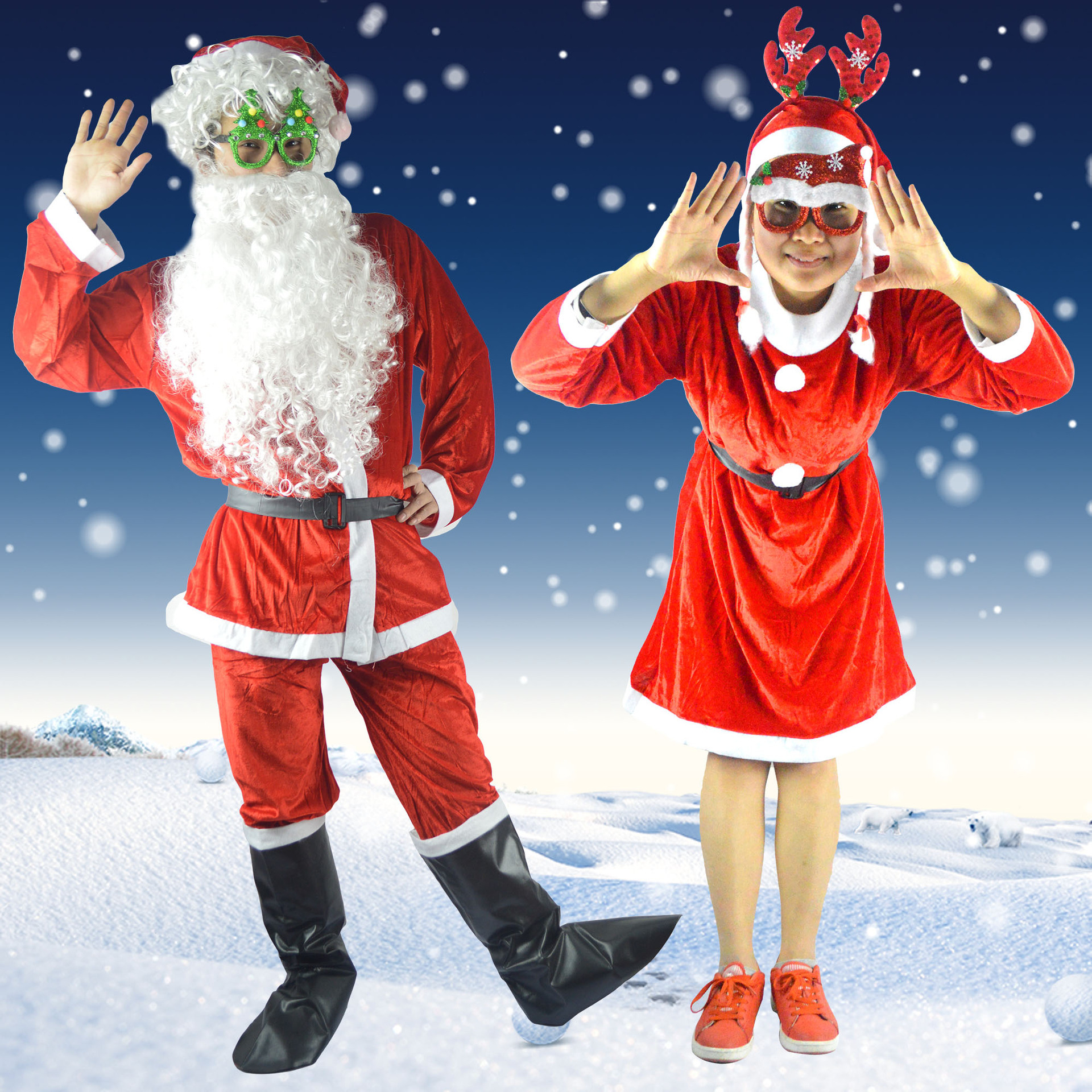 Christmas activity performance promoter waiter Christmas costume Santa Claus costume skirt anchor performance costume