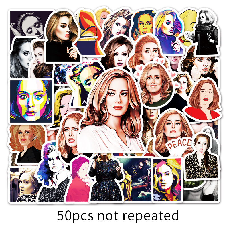 Picture of 50 sheets Actress Adele Star Graffiti Laptop Luggage Car Scooter Guitar Decorative Stickers