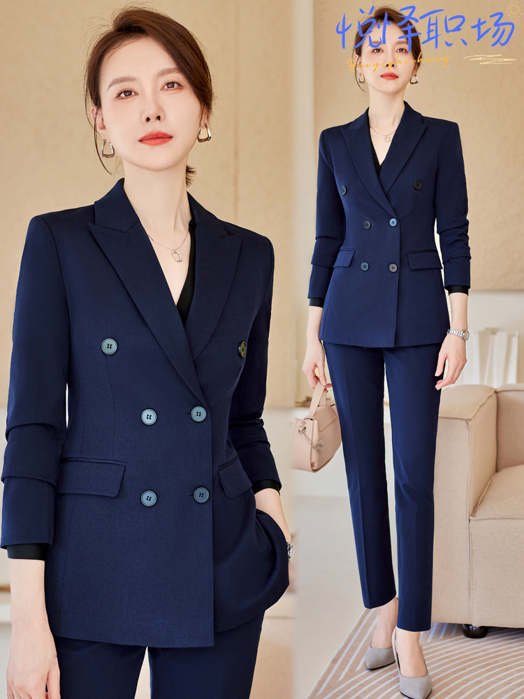 Picture of High-end Suit Jacket Women's Spring and Autumn Clothes Korean Temperament Business Wear Interview Dress Work Clothes Gray Suit suit
