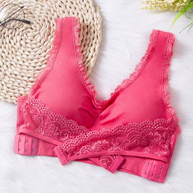Picture of Cross-border front cross side buckle Sports sleep bra plus size lace running yoga shockproof push up European and American underwear for women