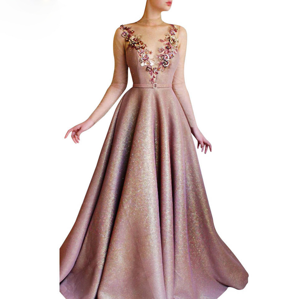 Picture of Amazon ebay foreign trade banquet evening dress fashion ball dress crew neck perspective backless bridesmaid dress women