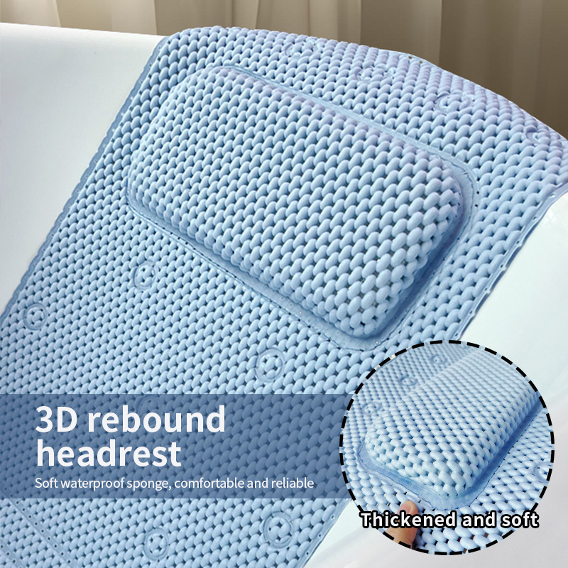 Picture of PVC Bathroom Bath Mat Non-Slip Anti-Drop-Resistant Bath with Suction Cup Household SPA Bath with Pillow Backrest Bath Mat