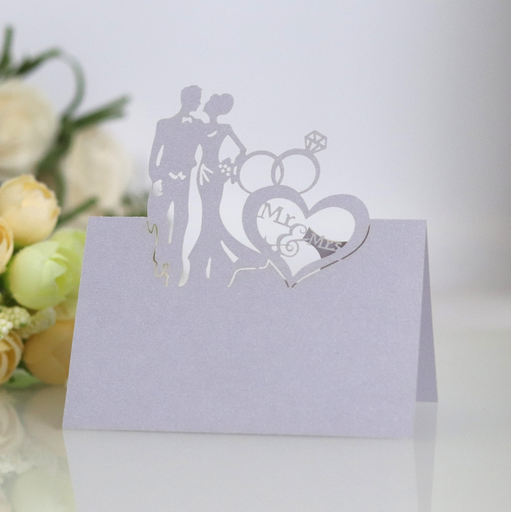 Picture of Hollow wedding banquet layout pink love wedding seat card bride bride decoration table card spot wholesale