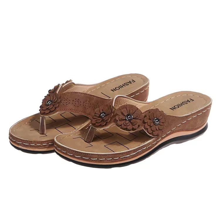 Picture of 2024 Slippers Thick Bottom Flip-Flops Beach Flip-Flops Women's Sandals Slippers Women's Three Flowers Summer New