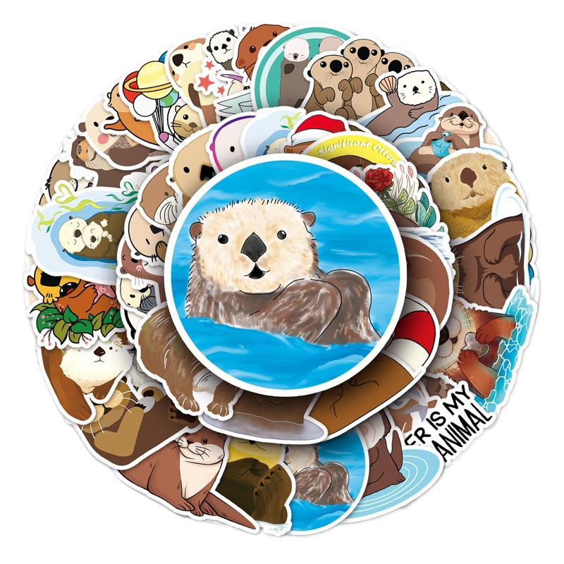 50 otter graffiti cross-border cartoon cute animal children reward DIY mobile phone case luggage sticker waterproof