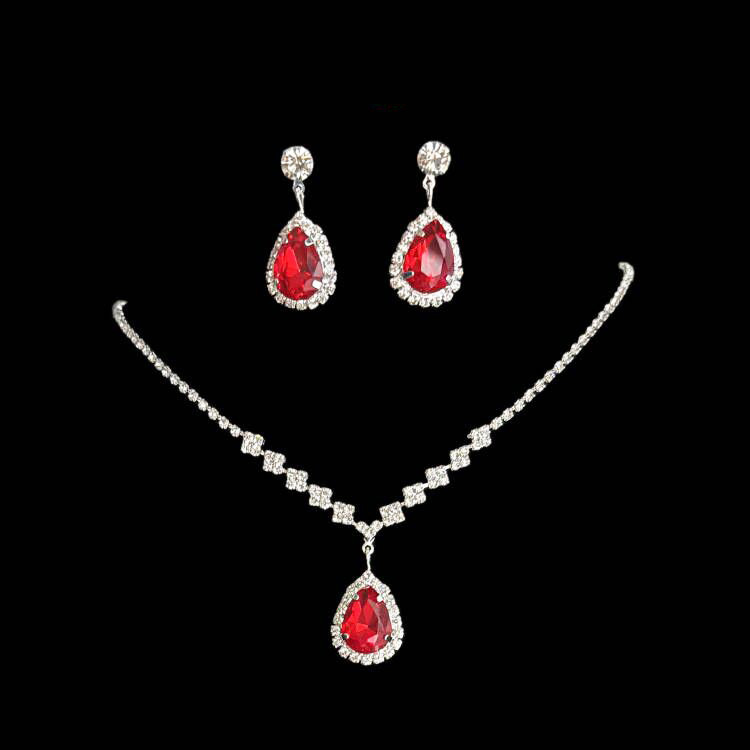 Picture of European and American fashion earrings necklace two-piece set full diamond exquisite chain bride jewelry light luxury suit women's jewelry wholesale
