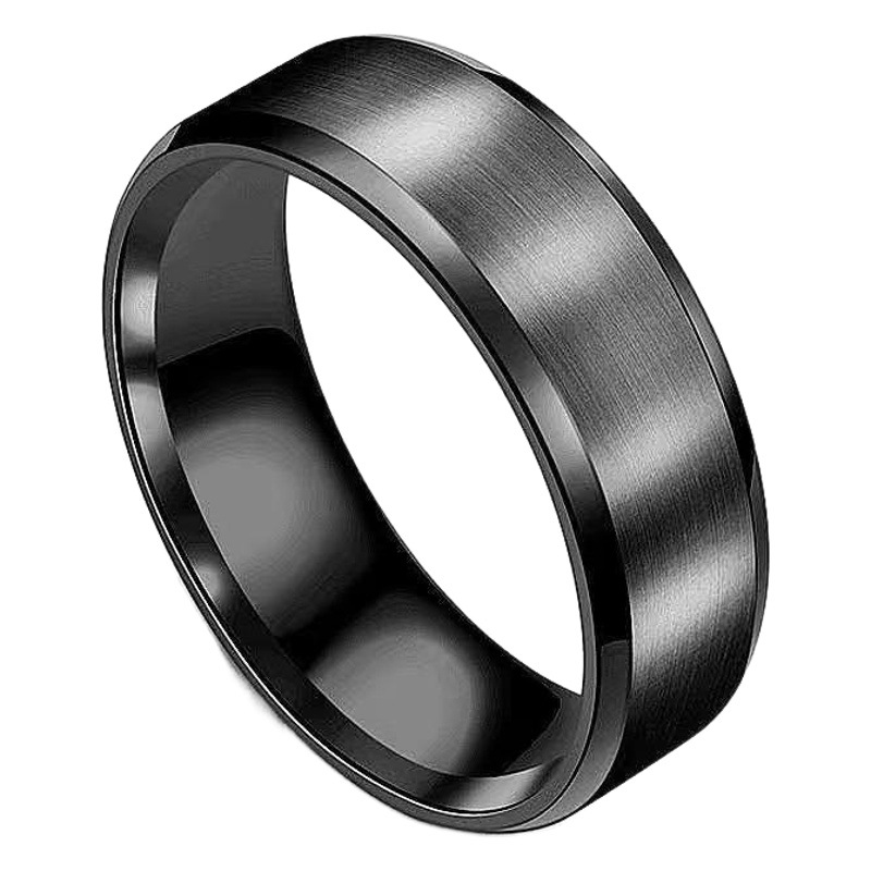 Picture of European and American Popular Stainless Steel Double Bevel Edge Frosted Glossy Ring Titanium Steel Fashion Men's Matte Brushed Wholesale