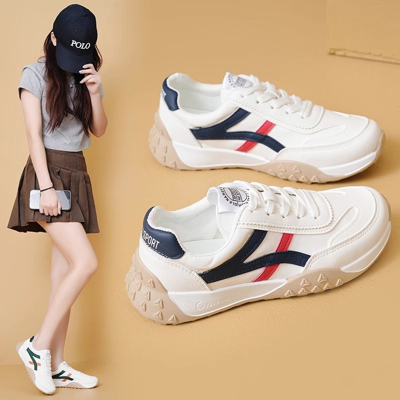 Board Shoes New Ins Korean Style Lightweight Comfortable Women's Shoes Textile Fashionable Casual Shoes Fashionable All-match sneaker for Students