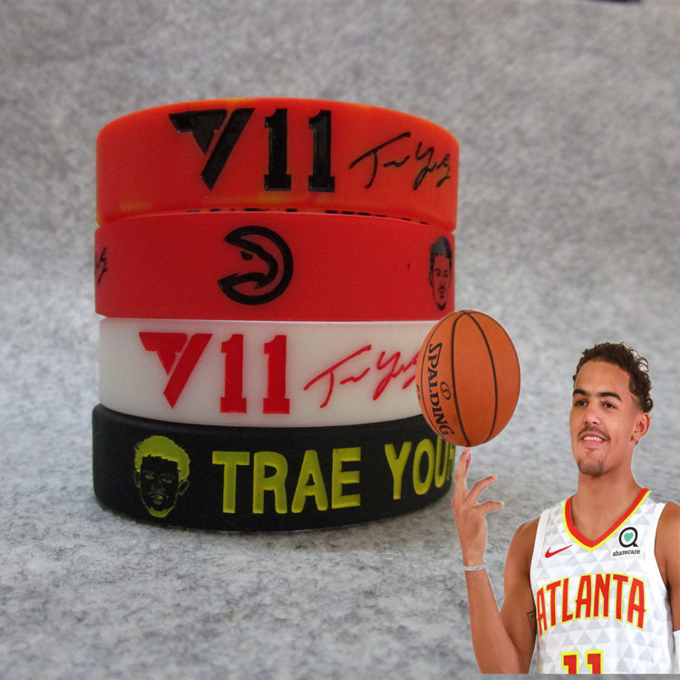 Basketball Star Eagles Team No.11 Trey Yang Head Like Wide Bracelet Luminous Karst Silicone Sports Wristband for Men and Women