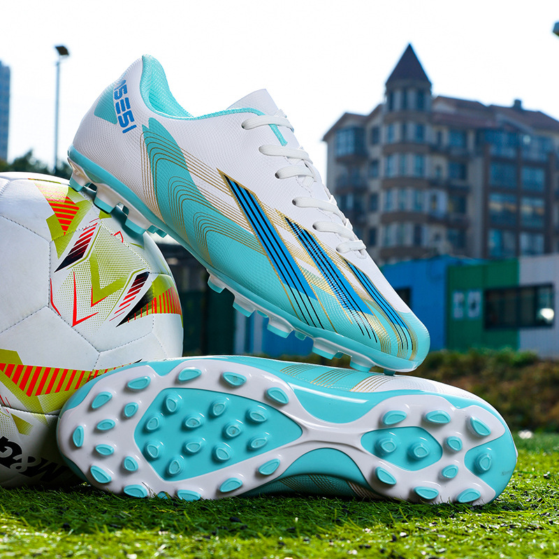 Cross-Border New Kidsren's Football Shoes Tf Broken Nails Boys Artificial Grass Non-Slip Breathable Girls Primary School Students Training Shoes
