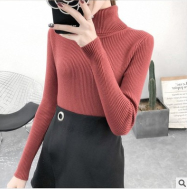 Picture of Autumn Clothing K-Style 2023 New Versatile Pure Color Slim Fit Pullover High Collar Warm Long-Sleeved Knitted Sweater for Women