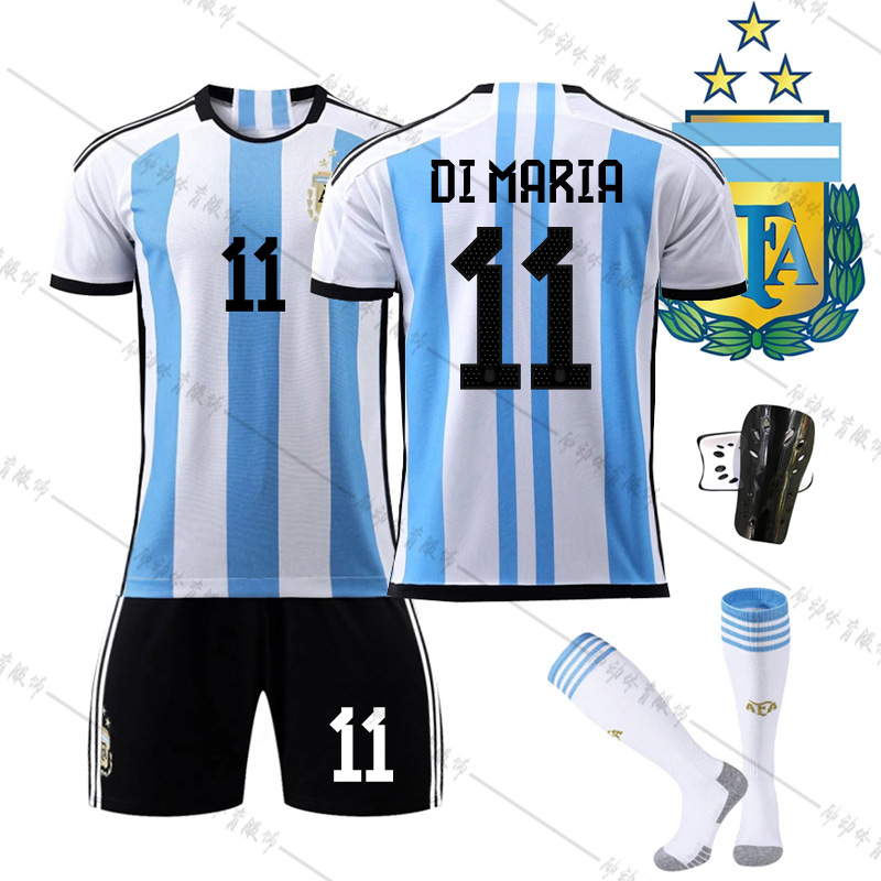 Picture of 2022 World Cup Champion Edition Argentina Home New Samsung Jersey Messi No. 10 Di Maria Football Jersey