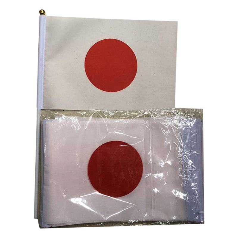 Cross-border platform source manufacturer No. 8 polyester screen printing positive and negative color difference with Rod 14 * 21cm Japanese hand flag