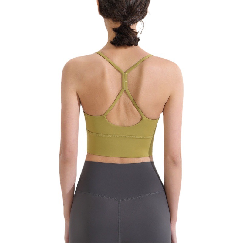 Sports Underwear Women's Shockproof Running Pilates Fitness Bra Thin Shoulder Strap Yoga Clothing Vest Camisole Top