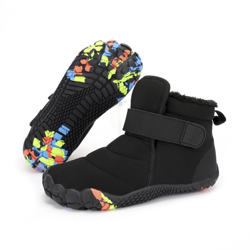 Winter velcro fleece children's snow boots Korean casual cotton shoes soft soles warm boys and girls baby cotton boots are versatile