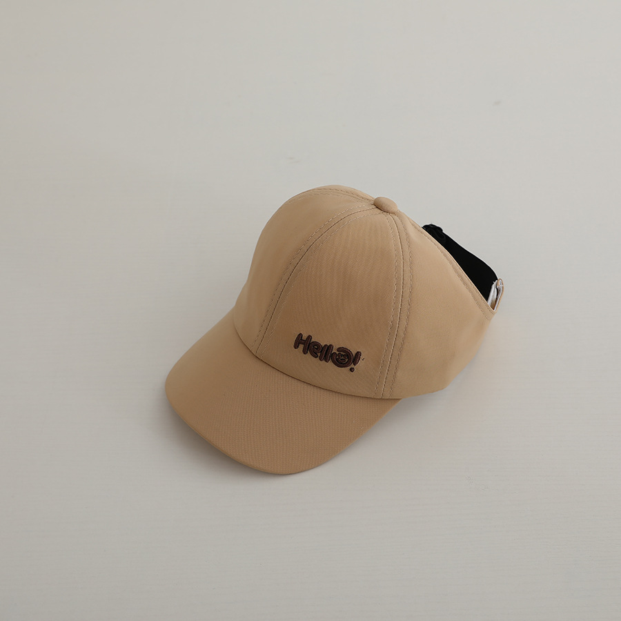 Picture of Embroidered Baby Hat Summer Thin Big Brim Sunshade Sun Protection Pony Tail Half-Hallot Cap Girls Baseball Cap