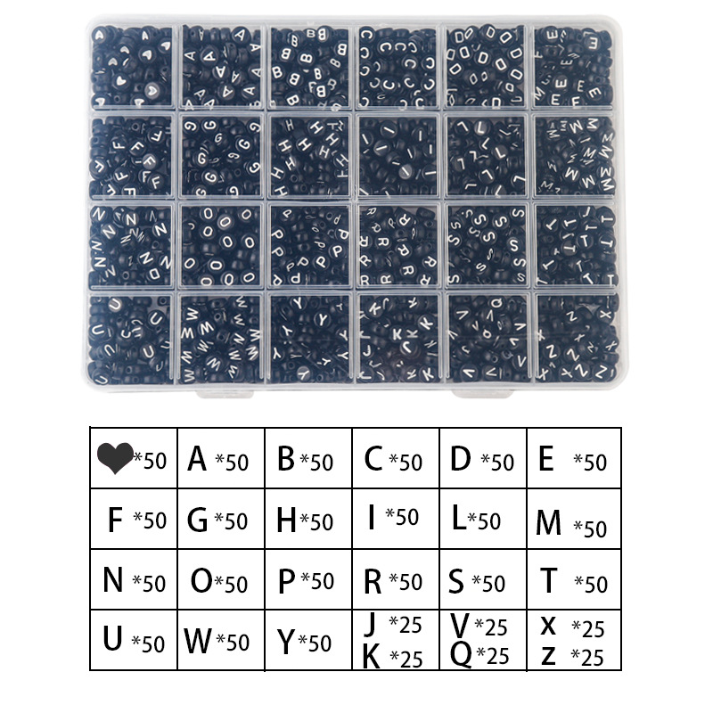Picture of Amazon Hot Sale 24 Grid Multi Style Letter Beads Boxed Color Beads Handmade Set with Accessories diy Material