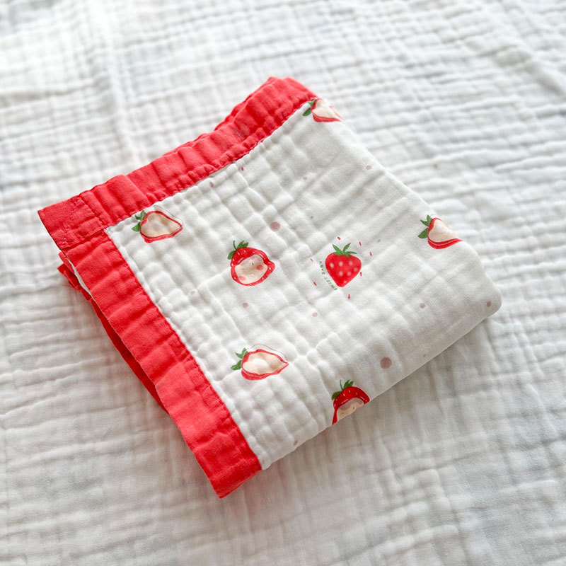 Picture of 6 layers of cotton gauze newborn wrapping towel bath towel wholesale printed wide side kindergarten children's blanket soft bath towel