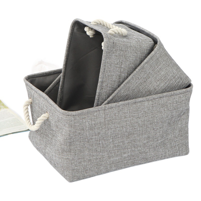 Modern Minimalist Bedroom Desktop Storage Basket Linen Solid Color Storage Basket Polyester Interior Fabric Storage Basket Supply