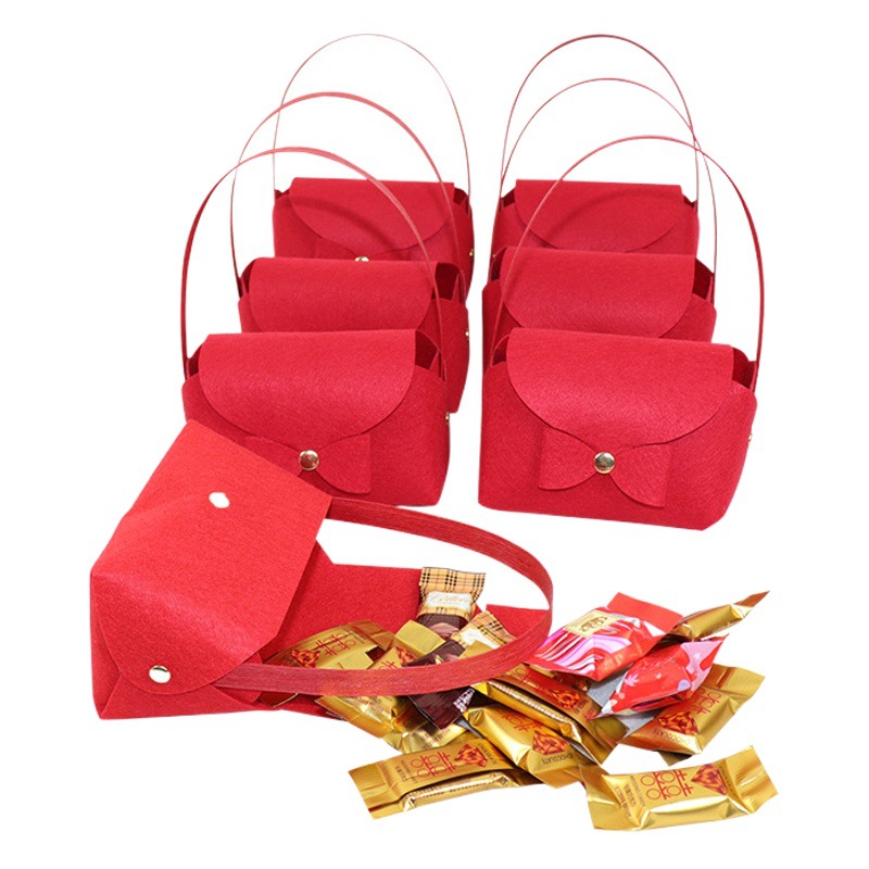 Snaps Felt Bag One-year-old Banquet Bow Handbag Full Moon Wedding Banquet Gift Bag Festive Felt Products