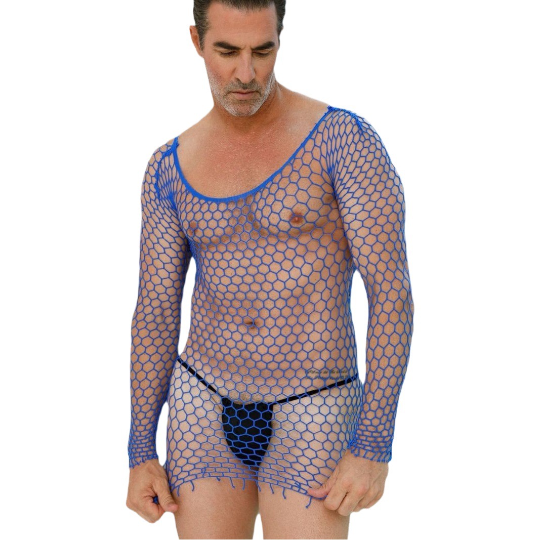 Sexy Underwear Men's One-piece Mesh Nightclub Sexy Pajamas Hollow Temptation Uniform Cross-border Foreign Trade European and American Style