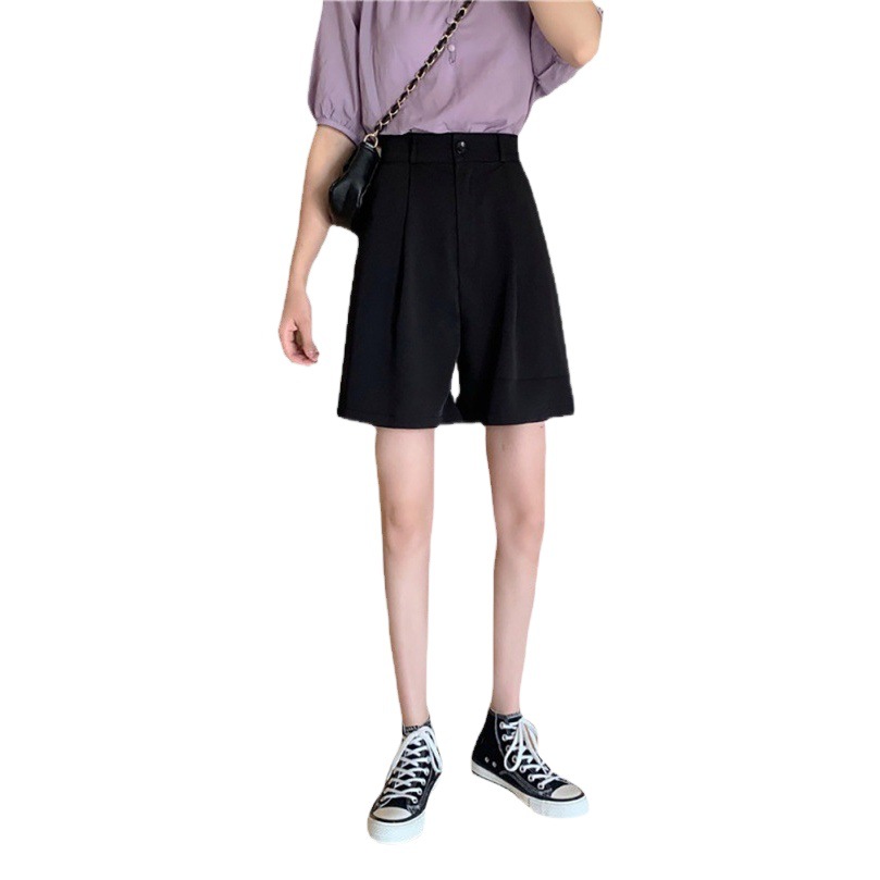 306# Summer Korean New High Waist Slimming Pants Suit Shorts Loose Purple Wide Leg Pants Women's Wear